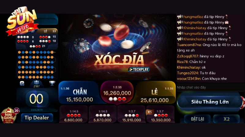 Thử vận may với trò chơi Xóc Đĩa quen thuộc tại SunWin Club